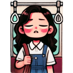 [LINEスタンプ] 満員電車で退屈な女の子