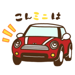 [LINEスタンプ] ミニミニくるま■だじゃれ＊赤 ■