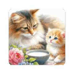 [LINEスタンプ] 花＆猫の挨拶の画像（メイン）