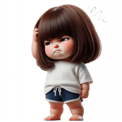 [LINEスタンプ] ボブヘアの女の子 - 人生諦めた