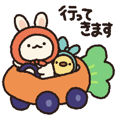 [LINEスタンプ] ほっかむりうさぎとひよこ