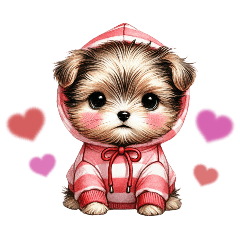 [LINEスタンプ] ふわふわヨークシャテリア パーカー編