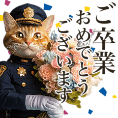 [LINEスタンプ] 春/入学/卒業/お祝い/警察現場ねこ