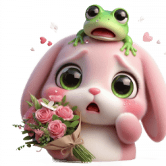 [LINEスタンプ] ピンクのカエルうさぎ - 愛の告白
