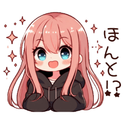 [LINEスタンプ] ゆるふわ黒パーカー女子の日常 06