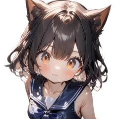 [LINEスタンプ] ゆるふわ猫ガールちゃん 学校Ver BIG