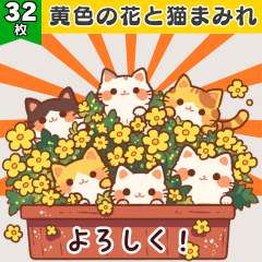 [LINEスタンプ] 黄色の花と猫まみれ