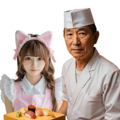 [LINEスタンプ] 板前とコンカフェ嬢