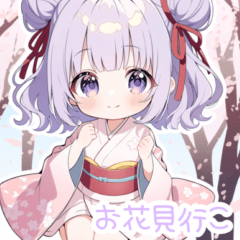 [LINEスタンプ] 紫ヘアの女の子BIGスタンプ（春）