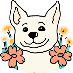 [LINEスタンプ] 子犬と花