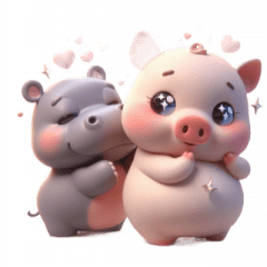[LINEスタンプ] カバとピンクブタ こっそり愛してる