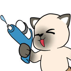 [LINEスタンプ] プールサイドのシャム猫