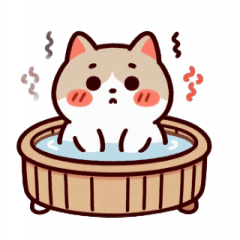 [LINEスタンプ] お風呂猫 静かに聞く,