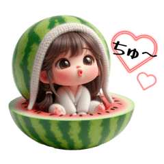 [LINEスタンプ] スイカちゃん❤️誰にでも使えるよ