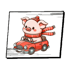 [LINEスタンプ] キュートなブタさん 乗り物1