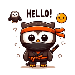 [LINEスタンプ] かわいい忍者のフクロウのスタンプ 001
