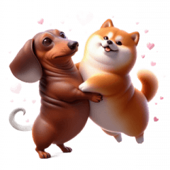 [LINEスタンプ] ダックスフント ＆ 柴犬 - 愛のハグ