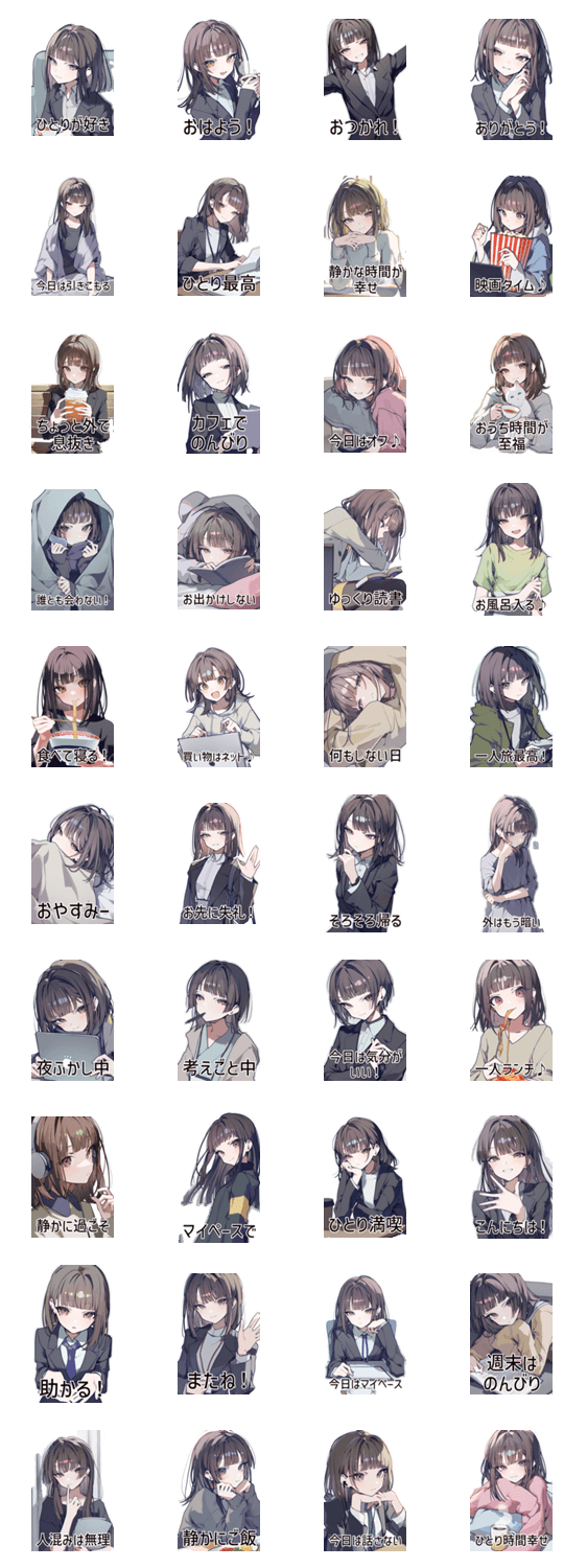 ひとり時間OLの癒しのスタンプ詳細