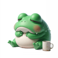 [LINEスタンプ] まんじゅうカエル 疲れ果てて倒れる