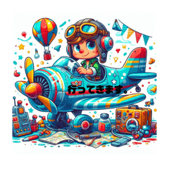 [LINEスタンプ] 飛行機大好き少年