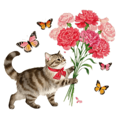 [LINEスタンプ] 母の日に花を贈るねこ♡感謝カーネーション