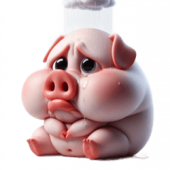 [LINEスタンプ] 厚い唇のピンク豚 人生を諦める