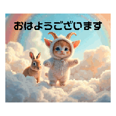 [LINEスタンプ] Cute Cats 【ネコヤギと雲海と虹と月...】