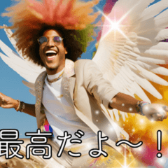 [LINEスタンプ] //虹色アフロの愉快なスタンプ//