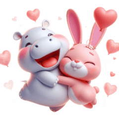 [LINEスタンプ] ぽっちゃりカバとピンクうさぎの愛の告白