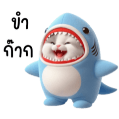 [LINEスタンプ] 獰猛なサメのコスチュームを着たかわいい猫