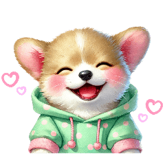 [LINEスタンプ] ふわふわコーギー パーカー編
