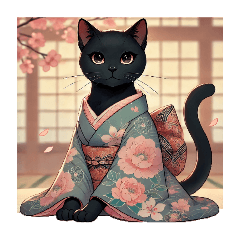 [LINEスタンプ] 黒猫の花見