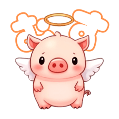 [LINEスタンプ] 羽あるけど飛べない豚さんの画像（メイン）