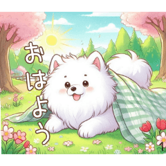 [LINEスタンプ] もふもふサモエドのことば〜もふ春〜