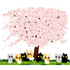 [LINEスタンプ] 桜と猫達
