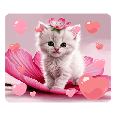 [LINEスタンプ] 可愛い子猫桜色