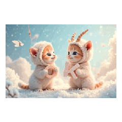 [LINEスタンプ] Cute Cats 【ネコヤギ雲海・英語編】
