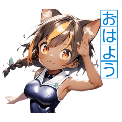[LINEスタンプ] ゆるふわ猫ガールちゃん 水兵コスVer