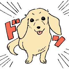 [LINEスタンプ] 陽気なダックスフンド/イエロー