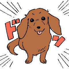 [LINEスタンプ] 陽気なダックスフンド/レッド
