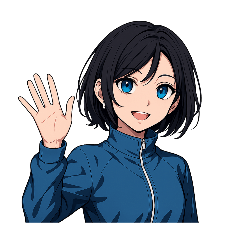 [LINEスタンプ] 青ジャージの黒髪ショートちゃん