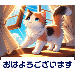 [LINEスタンプ] 三毛猫のおはようございます