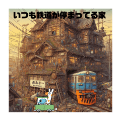 [LINEスタンプ] いつも鉄道が停まっている家