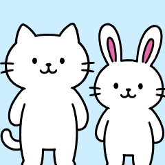 [LINEスタンプ] 目で語るネコとウサギ