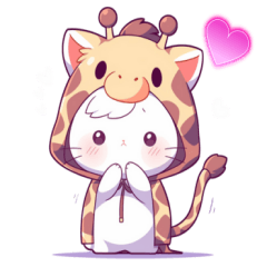 [LINEスタンプ] キリンの着ぐるみを着た猫の日常会話 (1)