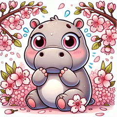 [LINEスタンプ] カバと桜のスタンプ@SFW