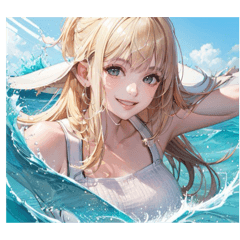 [LINEスタンプ] 海と金髪の少女