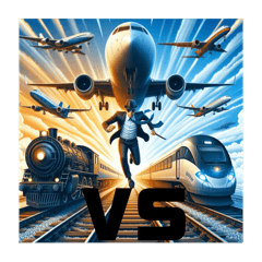 [LINEスタンプ] 鉄道vs飛行機