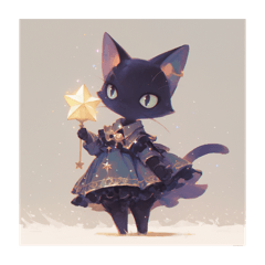 [LINEスタンプ] 黒猫たちと月