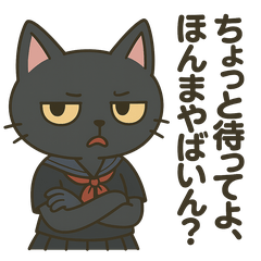 [LINEスタンプ] 毒舌だけど使いやすい黒猫JK【あいさつ編】